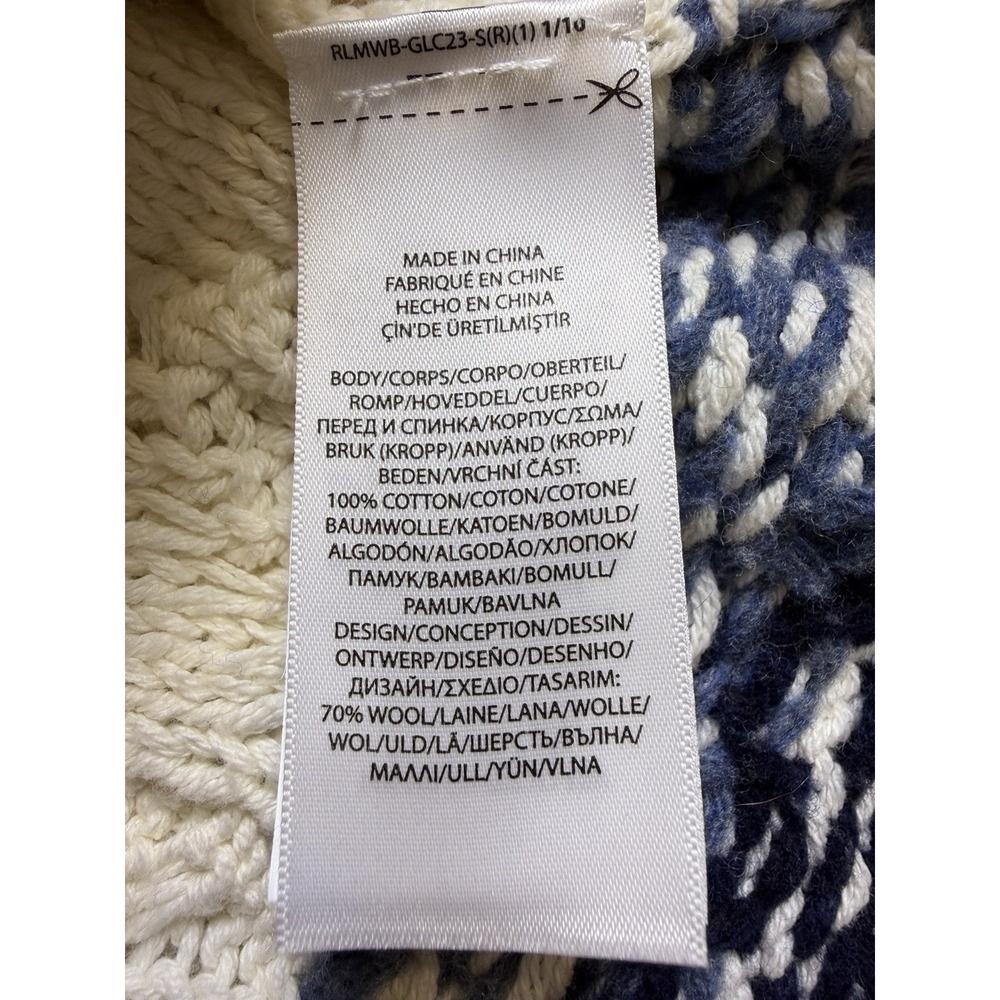 Polo Ralph Lauren Fair Isle Toggle Cardigan Ivory Cable Knit Nordic Sweater Sz S - Picture 6 of 9